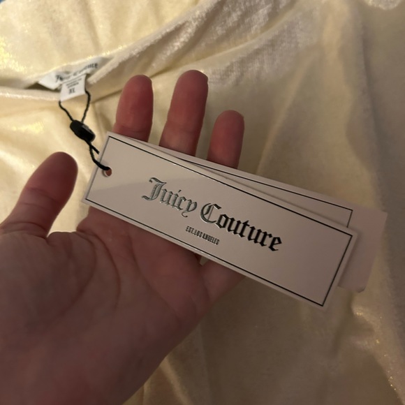 NWT Juicy Couture bling JUICY pants elastic stretch waist,white w/metallic pant - Picture 4 of 12